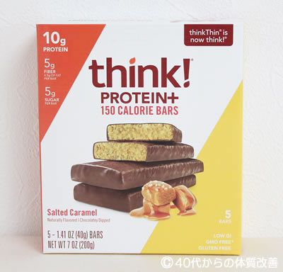 アイハーブのタンパク質10gを含むプロテインバー「TThink ! (シンク), プロテイン＋150kcalバー、塩キャラメル」
