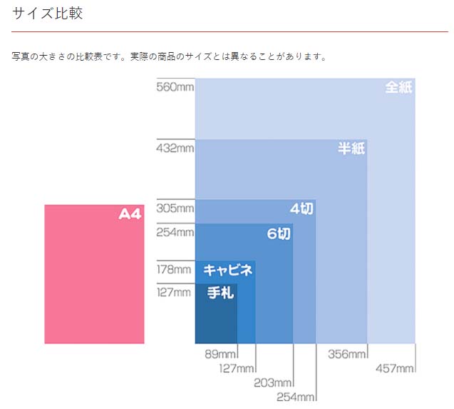 スタジオマリオ サイズ比較表