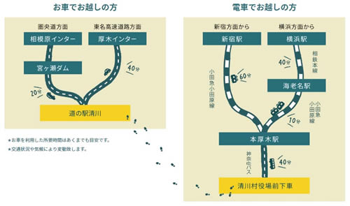 道の駅清川(清川村)へのアクセス